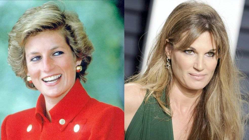 Jemima Khan war eine gute Freundin von Prinzessin Diana. Mit deren Darstellung in der Serie „The Crown“ war sie nicht zufrieden. Foto: imago images/Allstar/Mary Evans/Future Image/D. Van Tine; Collage: amp