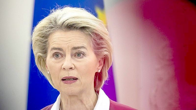 Kommissionspräsidentin Ursula von der Leyen: "Aggression muss ein Preisschild haben". Foto: Mindaugas Kulbis/AP/dpa/Archiv