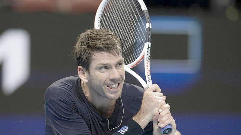 Der Brite Cameron Norrie in Aktion gegen den Amerikaner Taylor Fritz. Foto: Steve Christo/AP/dpa