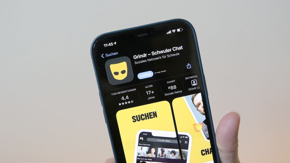 Die Grindr-App im App Store von Apple. Foto: Dernbach/dpa