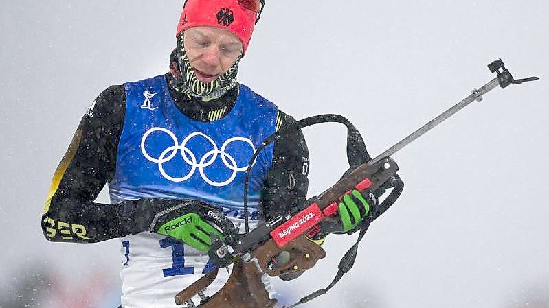 Bester deutscher Biathlet bei der Verfolgung: Roman Rees. Foto: Hendrik Schmidt/dpa-Zentralbild/dpa