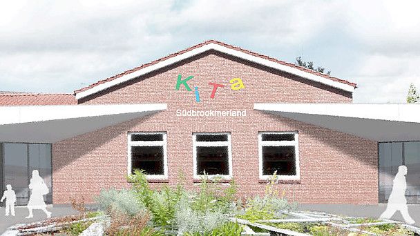 Einer der größten Posten im Haushalt ist der Umbau der Haupt- und Realschule Moordorf zu einer Kita. Grafik: Architektenbüro Henninga