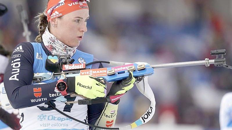 Die DSV-Skijägerin Denise Herrmann lief beim Weltcup in Oslo auf Platz sieben. Foto: Roman Koksarov/AP/dpa