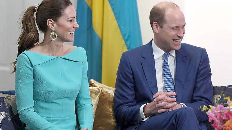 Prinz William und Herzogin Kate bei einem privaten Treffen mit dem Premierminister der Bahamas. Foto: Chris Jackson/PA Wire/dpa