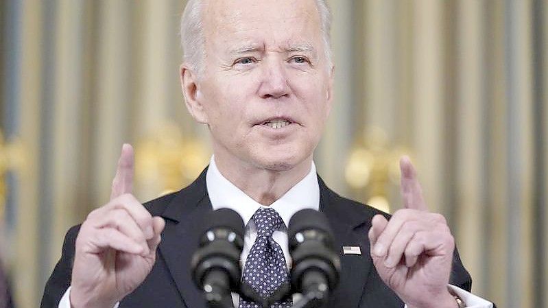 US-Präsident Joe Biden bei einer Ansprache im Weißen Haus. Foto: Patrick Semansky/AP/dpa