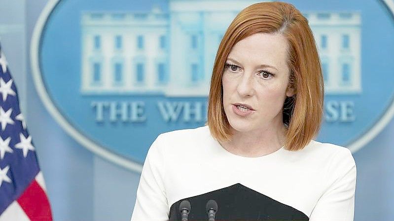 Jen Psaki, Pressesprecherin des Weißen Hauses, in einem Briefing mit Journalisten. Foto: Patrick Semansky/AP/dpa