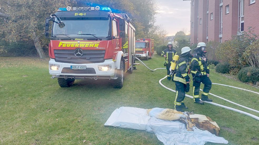 Eine Matratze wurde im Feuer beschädigt. Foto: Feuerwehr