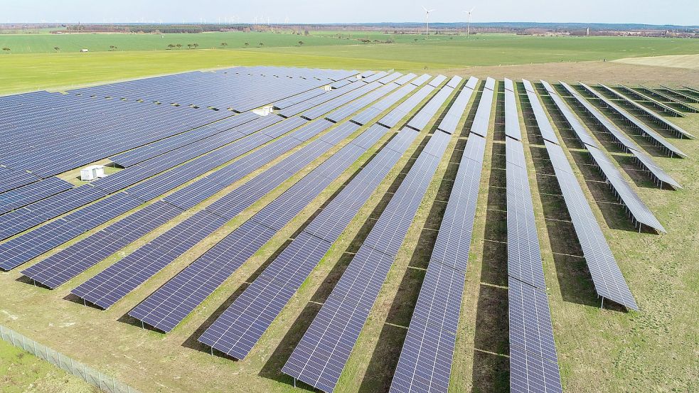 Ein Solarpark auf einer Freifläche östlich von Berlin.Foto: DPA