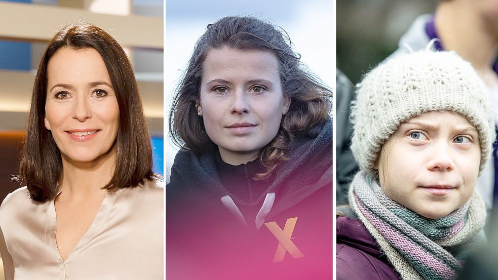 Anne Will diskutiert am Sonntagabend mit Luisa Neubauer. Greta Thunberg wird vorab interviewt. Foto: dpa/NDR/Wolfgang Borrs / IMAGO/Beautiful Sports / dpa/BELGA/Charlotte Gekiere