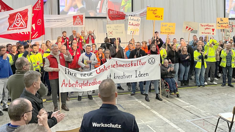 Die IG Metall startete während der Betriebsversammlung eine Protestaktion. Foto: privat