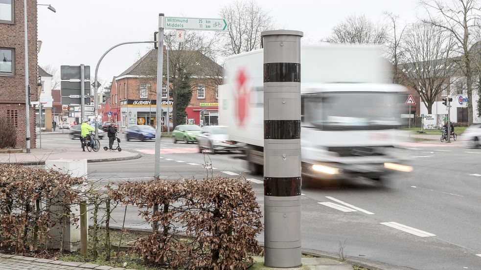 Die stationären Messanlagen am Pferdemarkt in Aurich.Foto: Romuald Banik