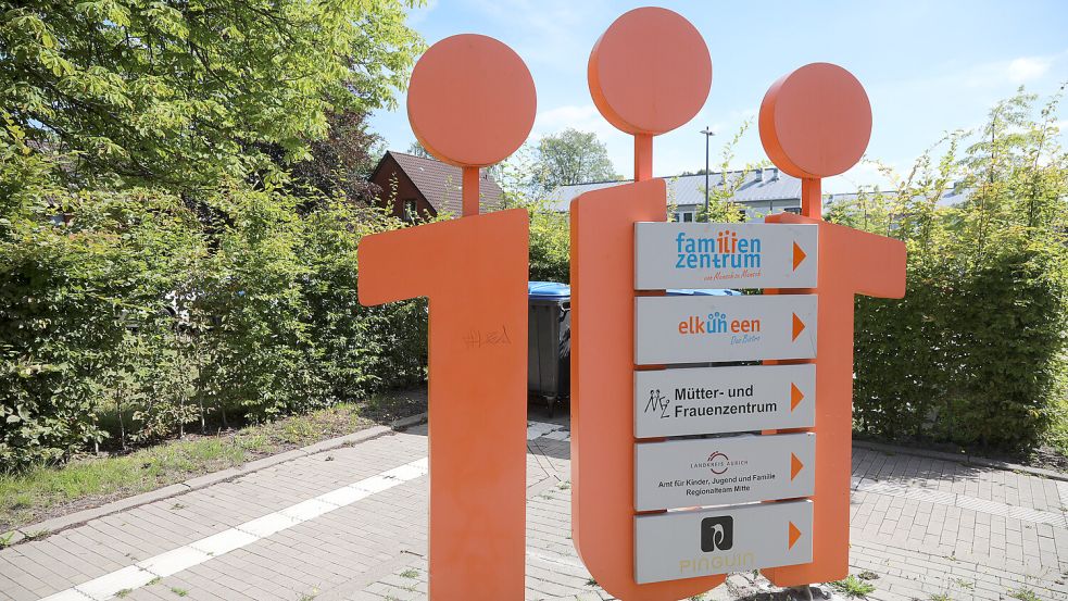 Plastik vor dem Eingang zum Auricher Familienzentrum. Foto: Romuald Banik