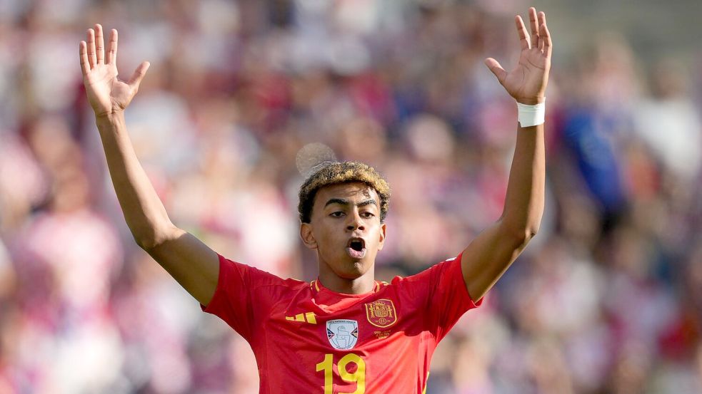 Spaniens Jung-Talent Lamine Yamal machte gegen Kroatien ein starkes Spiel. Foto: Sören Stache/dpa