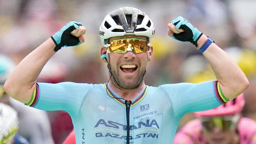 Etappensieger Mark Cavendish schrieb Tour-Geschichte. Foto: Daniel Cole/AP/dpa