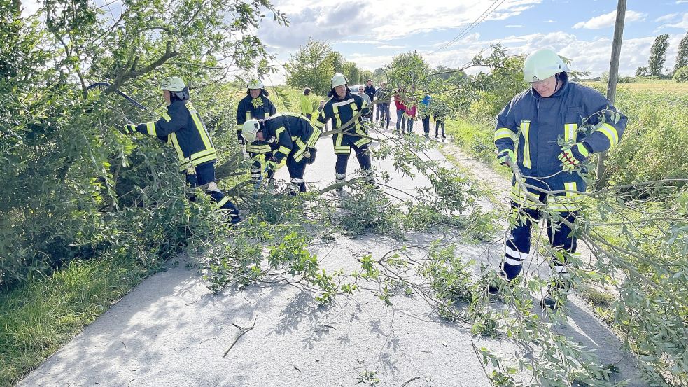 In Upleward (Gemeinde Krummhörn) gab es für die Feuerwehr in einer Straße gleich vier Einsätze. Foto: Feuerwehr