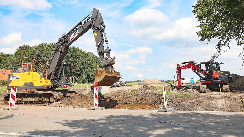 An der Uthwerdumer Straße laufen bereits erste Vorarbeiten. Dort soll die Zufahrt zum Baufeld der Zentralklinik entstehen. Foto: Romuald Banik