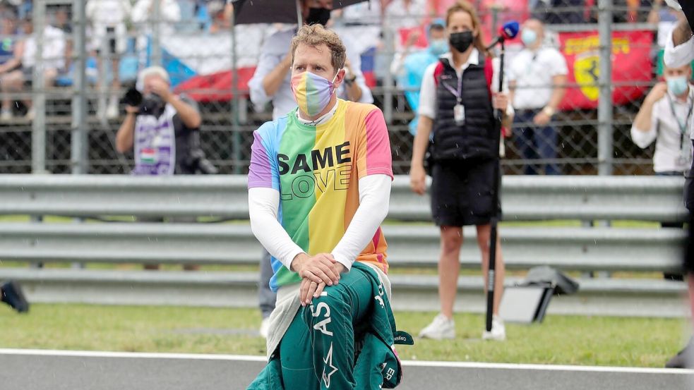 Sebastian Vettel zählte wie Hamilton zu denen, die sich für mehr Diversität stark machen. Foto: Florion Goga/Pool Reuters/AP/dpa