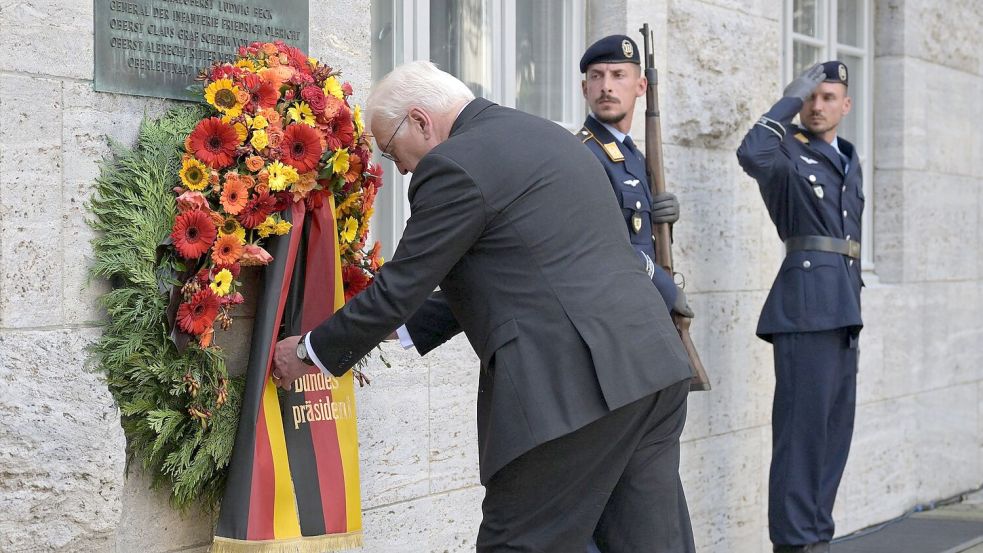 Bundespräsident Steinmeier würdigte den deutschen Widerstand gegen die NS-Diktatur. Foto: Hannes P. Albert/dpa