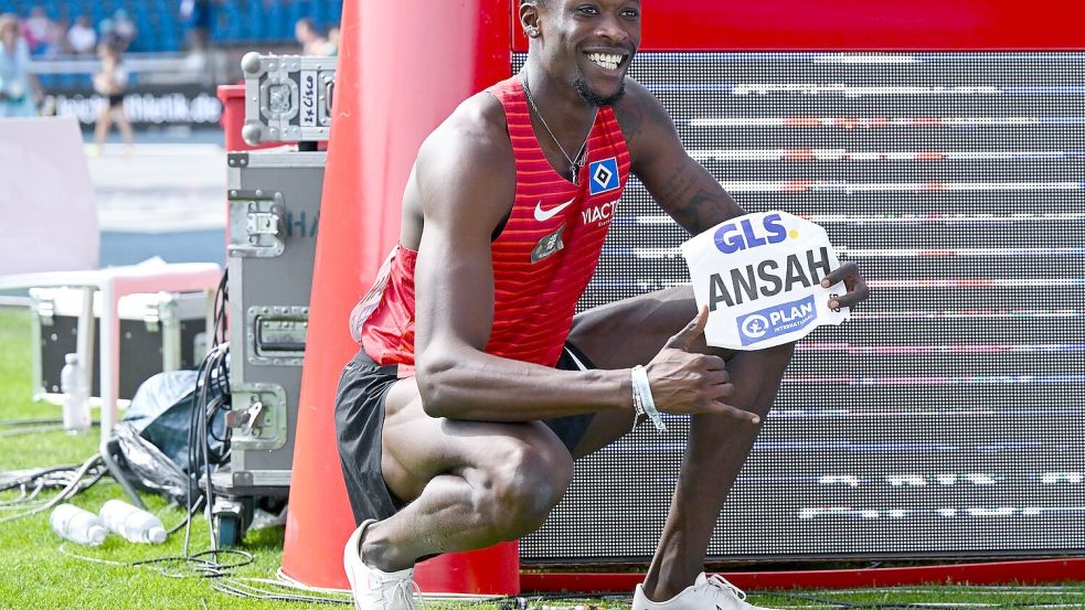 Wurde nach seinem Rekordlauf rassistisch beleidigt: Owen Ansah. Foto: Sven Hoppe/dpa