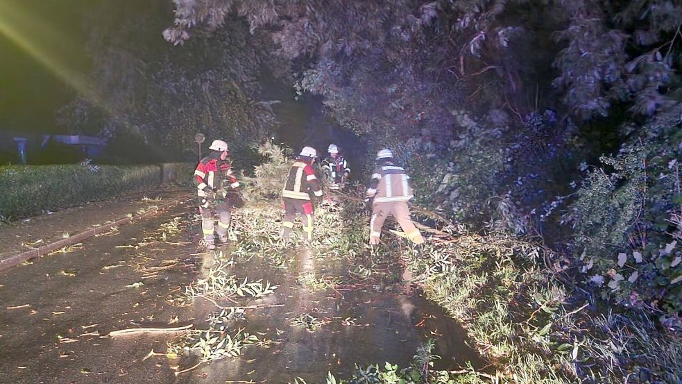 Die Feuerwehr Ihlow hatte wegen des Unwetters am Dienstagabend zahlreiche Einsätze. Foto: Pascal Coordes/Feuerwehr