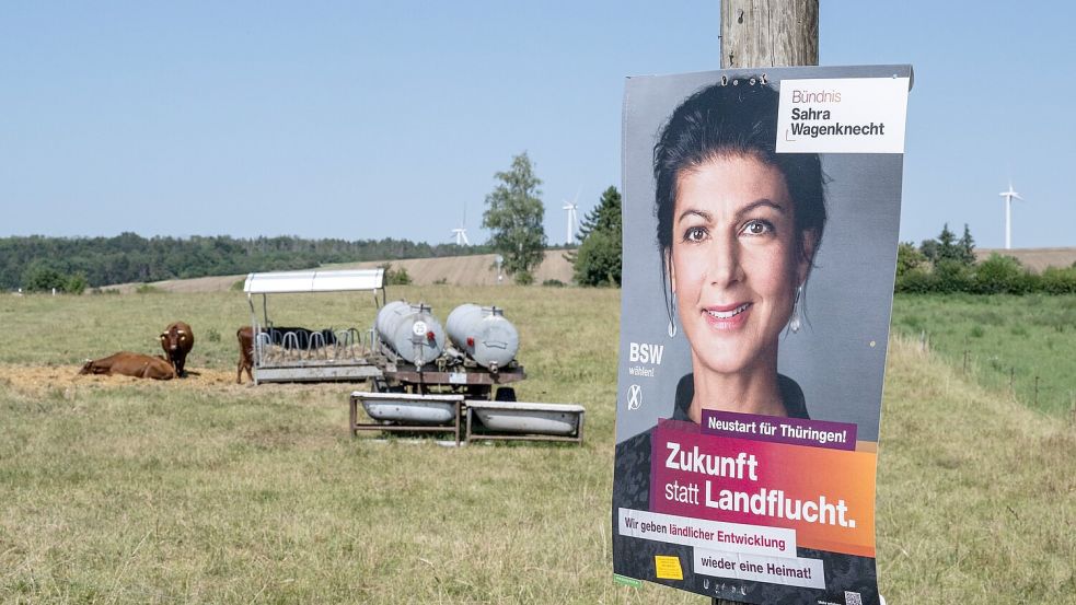 Das Bündnis Sahra Wagenknecht wird in Thüringen als potenzieller Regierungspartner gehandelt. Doch schon vor der Wahl stellt es Bedingungen. Foto: Hannes P. Albert/dpa