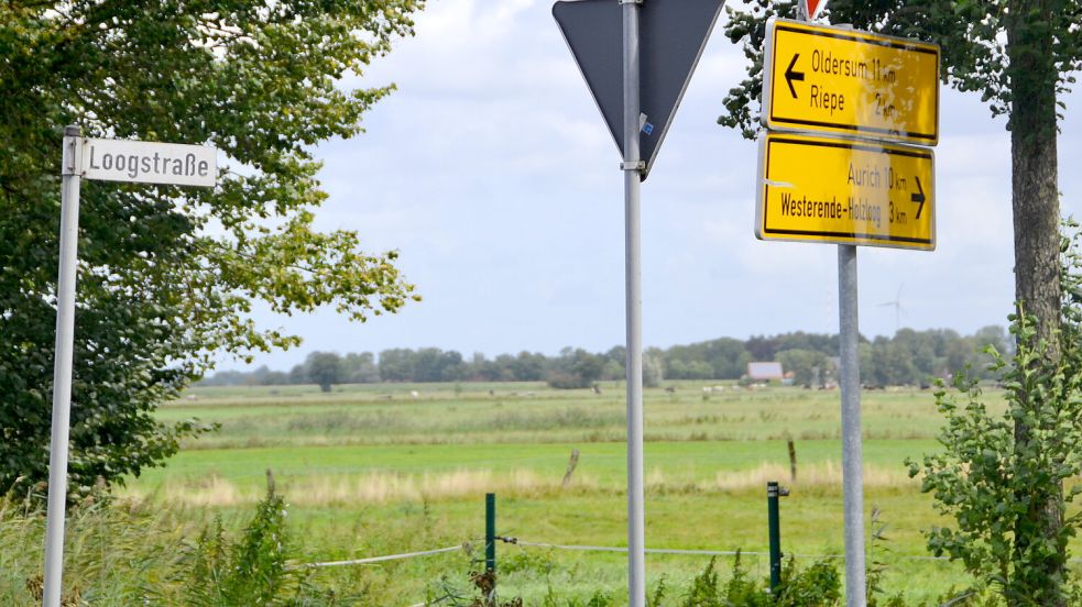 An der Ecke Auricher Straße (L1)/Loogstraße soll das neue Feuerwehrhaus gebaut werden.Foto: Aiko Recke