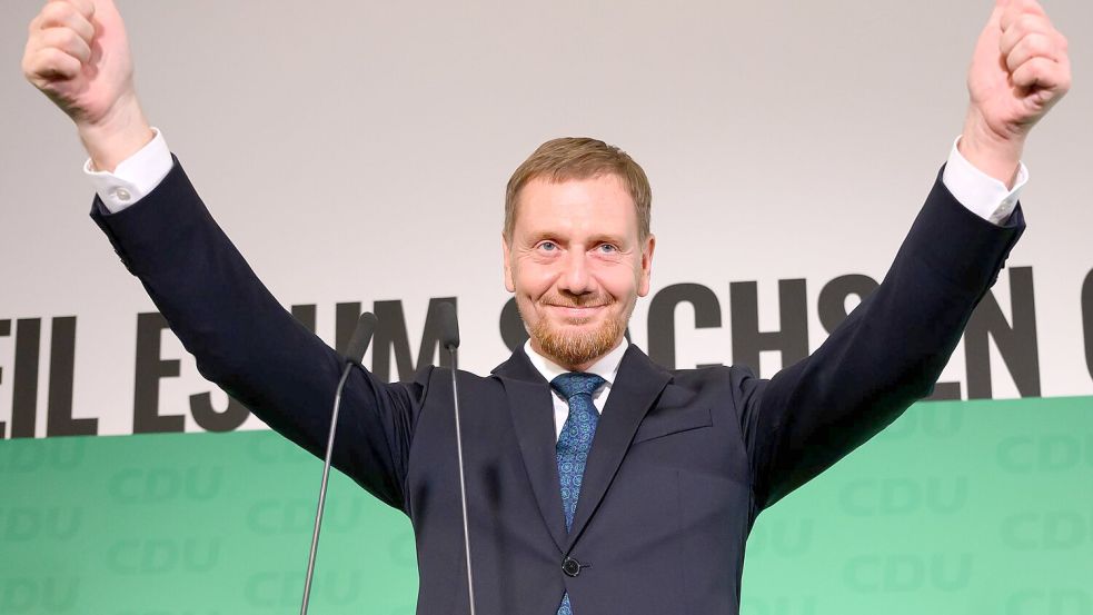 Die CDU von Ministerpräsident Kretschmer ist bei der Landtagswahl in Sachsen auf den ersten Platz gekommen. Foto: Robert Michael/dpa