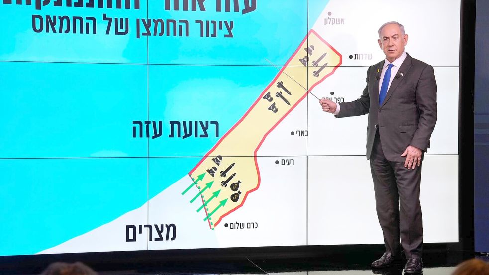 Israels Regierungschef Netanjahu droht der Hamas mit Vergeltung. Foto: Ohad Zwigenberg/Pool AP/dpa