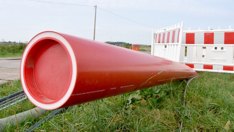 Das mit einem Deckel versehene Ende eines Schutzrohres. Durch diese Leerrohre werden später die Stromkabel gezogen. Foto: Thomas Dirks