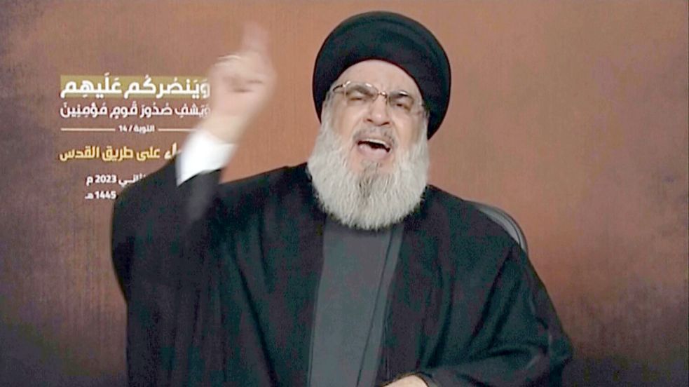 Hisbollah-Führer Hassan Nasrallah droht Israel mit Vergeltung. Foto: Uncredited/AP/dpa