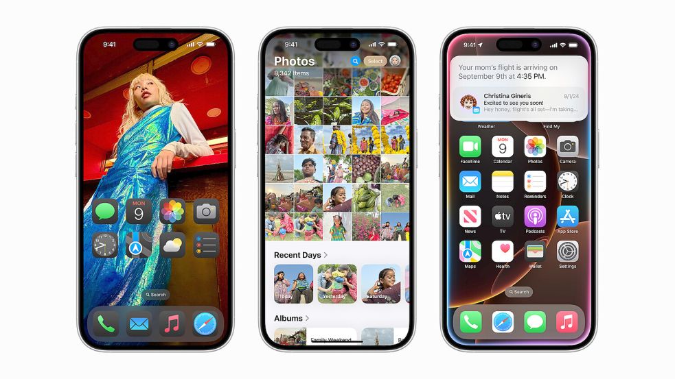 Apples iOS 18 bringt iPhone-Nutzern zahlreiche neue Funktionen und Verbesserungen – das sind die fünf wichtigsten. Foto: Apple