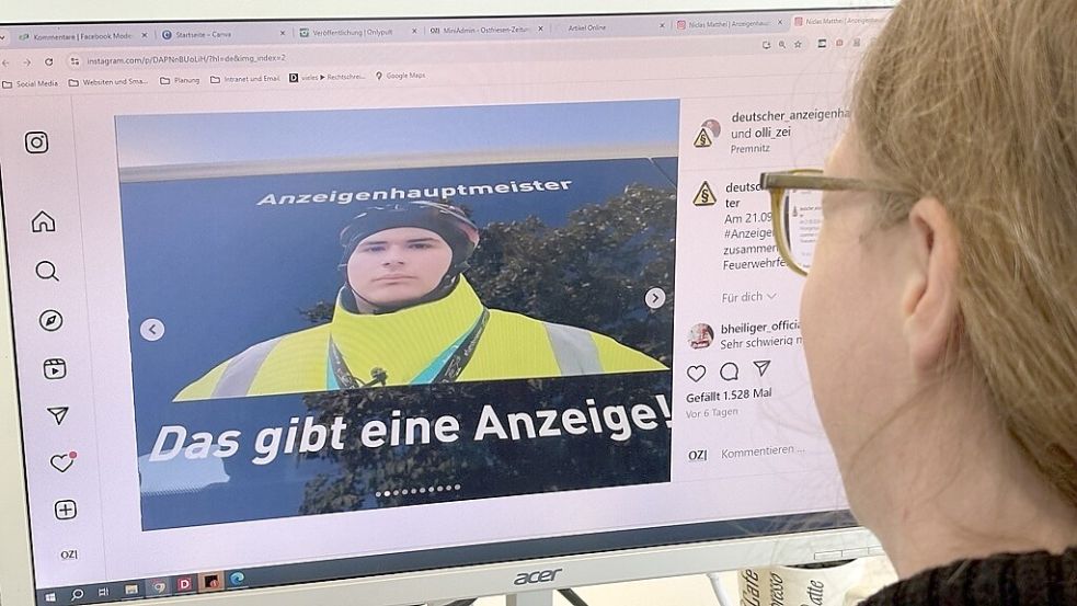 Der Name ist Programm: Der „Anzeigenhauptmeister“, hier ein Blick auf einen Instagram-Beitrag, hat wohl einen Norder angezeigt, nachdem dieser in einer Nachricht einen Bombenanschlag ankündigte. Foto: Hock