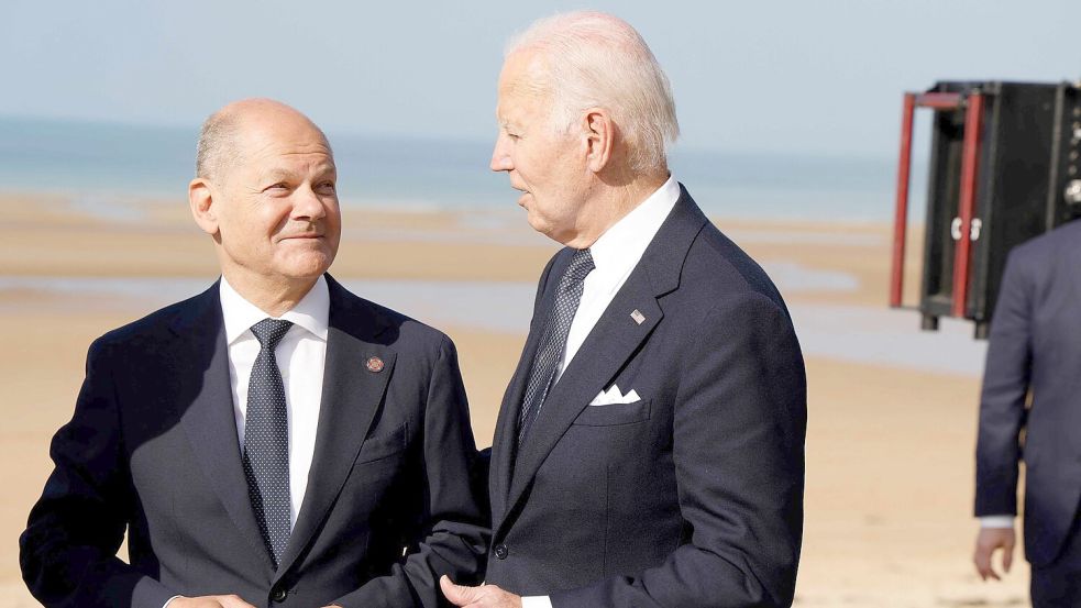 Biden will in Berlin auch Bundeskanzler Scholz treffen. (Archivbild) Foto: Ludovic Marin/AFP/dpa