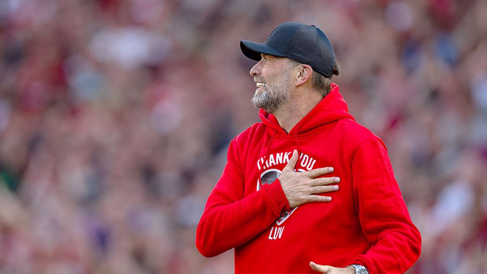 Emotionaler Abgang: Jürgen Klopp verabschiedete sich im Mai als Trainer des FC Liverpool. Foto: IMAGO/Propaganda Photo