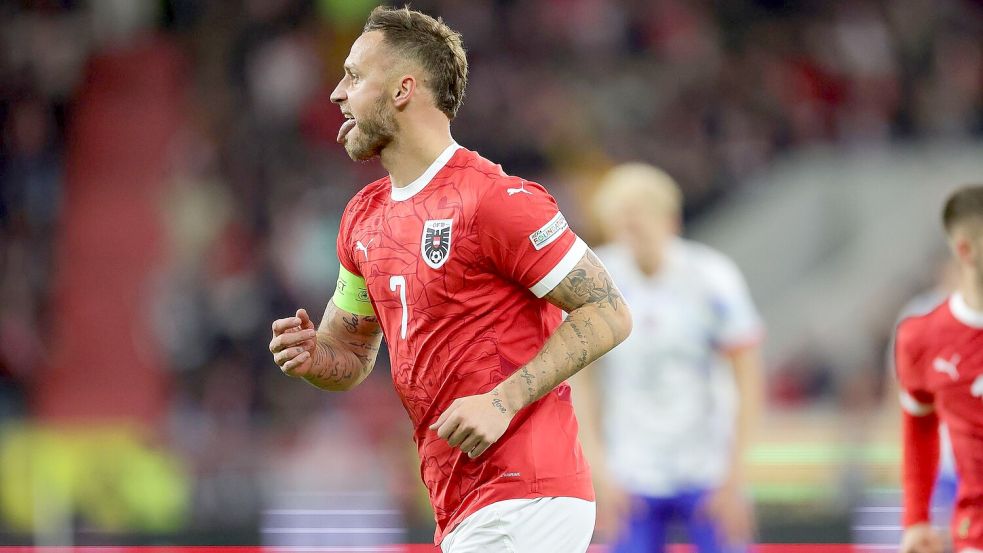 Der frühere Bremer Marko Arnautovic traf beim 5:1-Erfolg Österreichs gegen Norwegen doppelt. Foto: Expa/Uwe Winter/APA/dpa