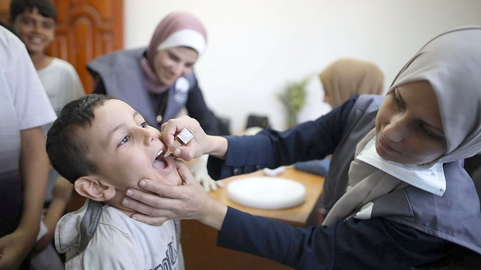 Die Polio-Impfung im Gazastreifen wird fortgesetzt. (Archivbild) Foto: Marwan Dawood/XinHua/dpa