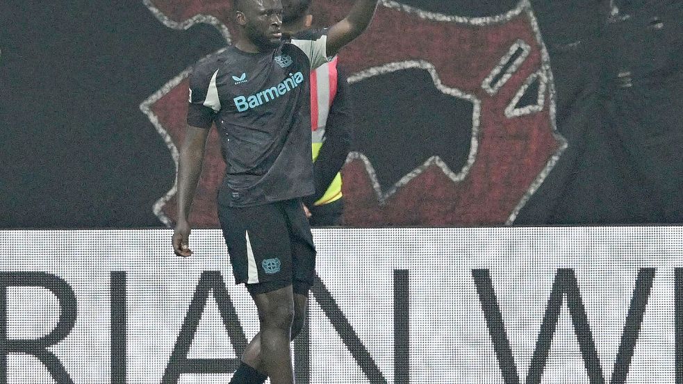 Victor Boniface trifft nach seiner Rückkehr für Leverkusen. Foto: Carmen Jaspersen/dpa