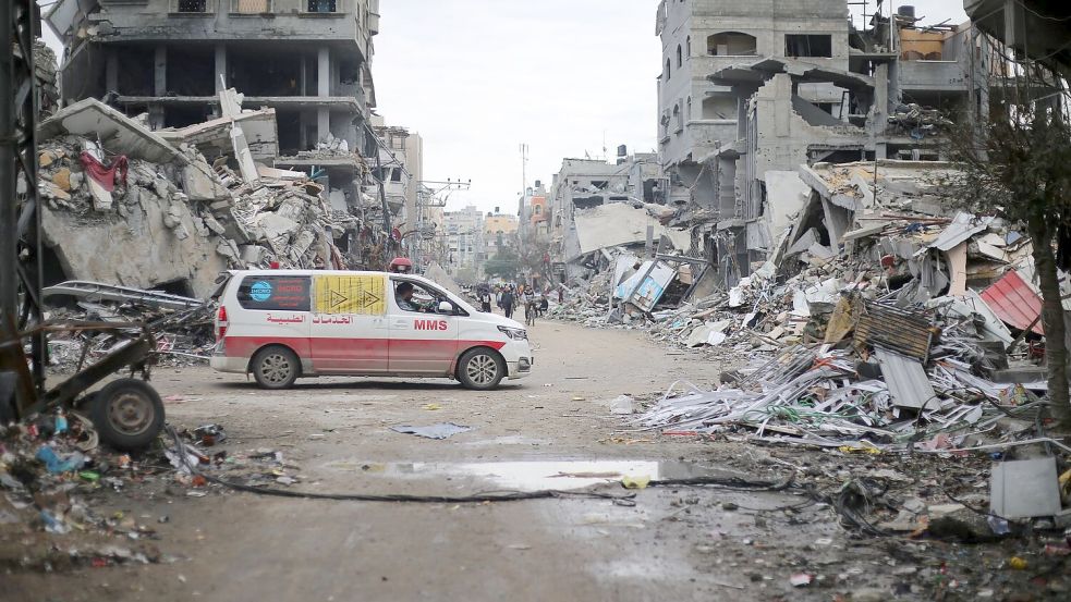 Zerstörte Gebäude in Beit Lahia (Archivbild) Foto: Mohammed Alaswad/APA Images via ZUMA Press Wire/dpa