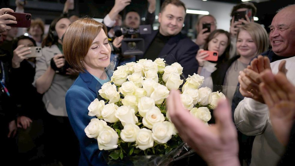 Die amtierende Präsidentin von Moldau, Maia Sandu, hat die Wahl erneut gewonnen. Foto: Vadim Ghirda/AP