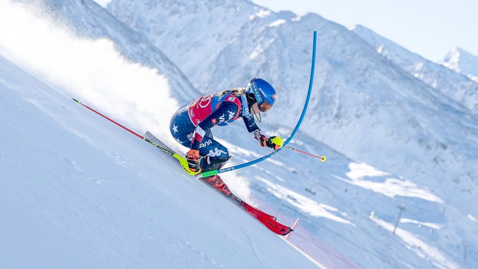 US-Star Mikaela Shiffrin war im Slalom von Gurgl wieder mal nicht zu schlagen. Foto: Expa/Johann Groder/APA/dpa