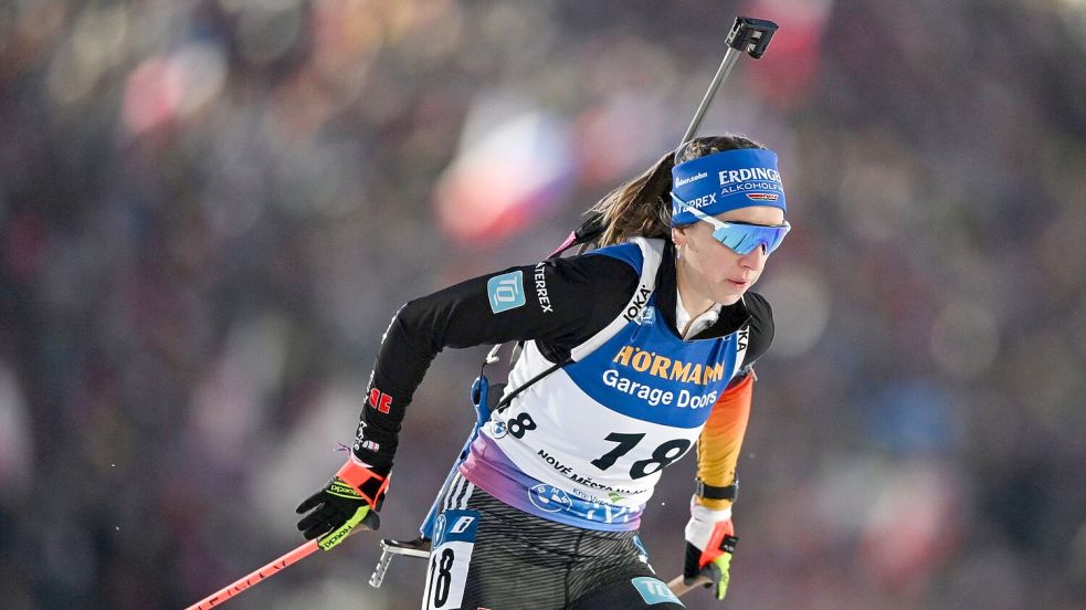 Franziska Preuß wird Dritte in Kontiolahti zum Abschluss. Foto: Hendrik Schmidt/dpa