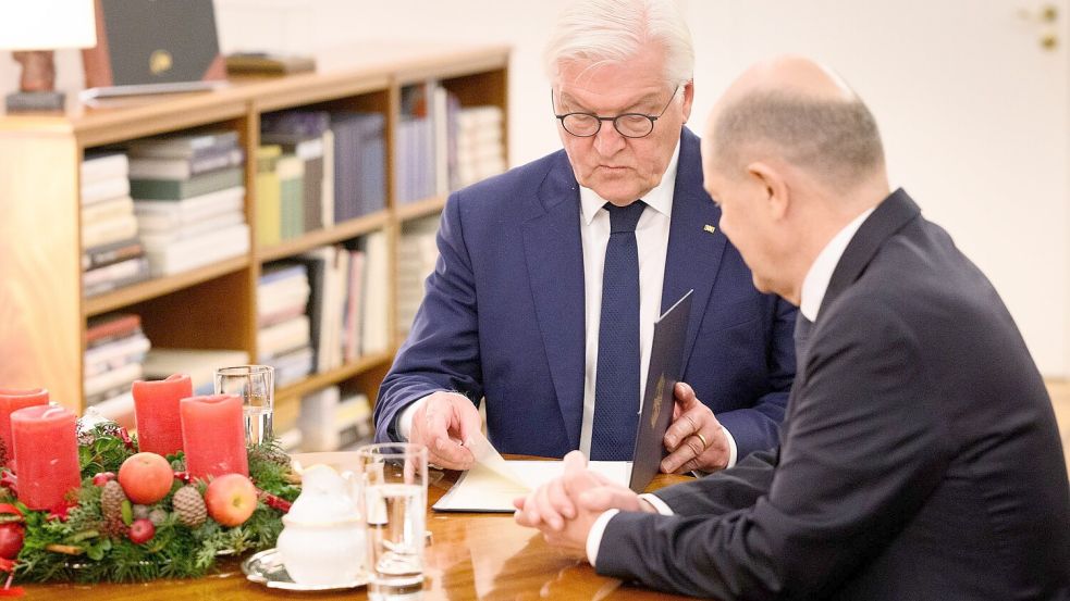 Der Bundespräsident entscheidet über den Wunsch des Kanzlers nach Auflösung des Bundestags. Foto: Bernd von Jutrczenka/dpa