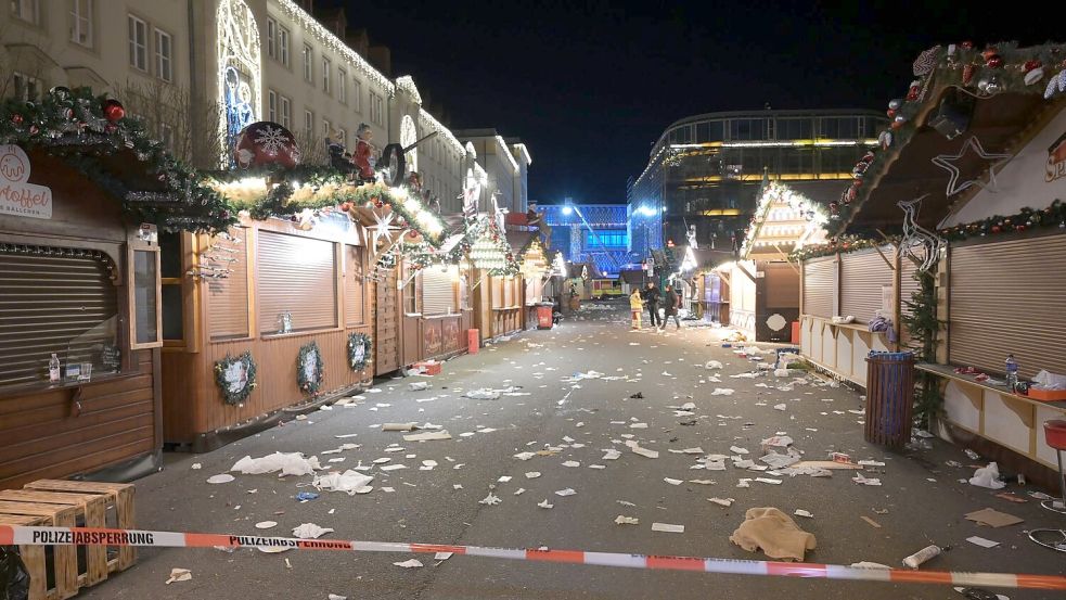 Bei dem Anschlag auf den Weihnachtsmarkt in Magdeburg gibt es Tote und viele Verletzte. Foto: Heiko Rebsch/dpa