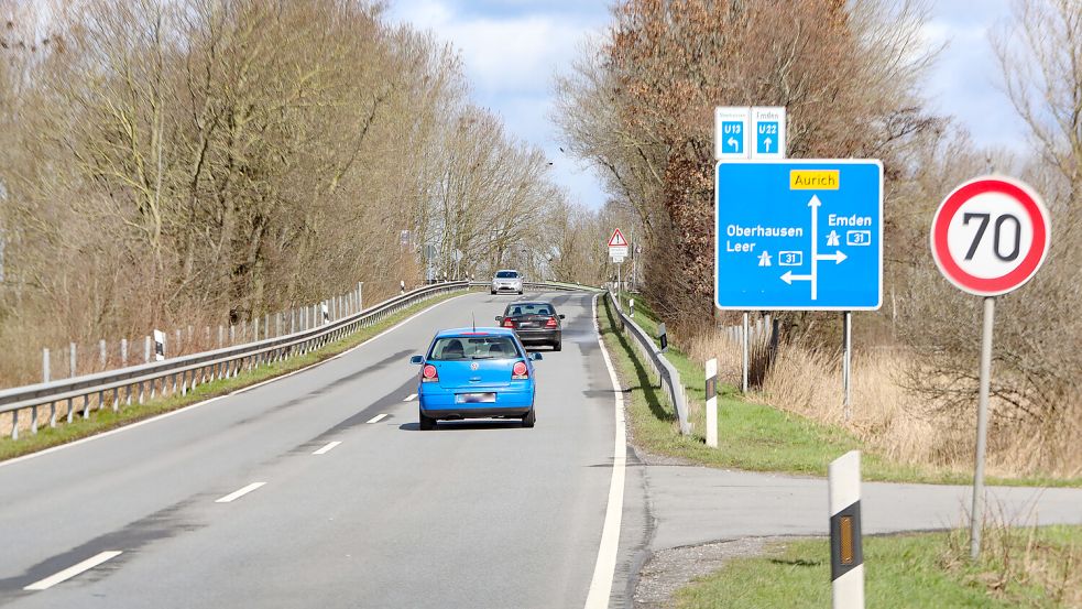 Die Autobahnanschlussstelle Riepe ist einer der Gefahrenpunkte für Radfahrer auf der L 1 zwischen Oldersum und Riepe.