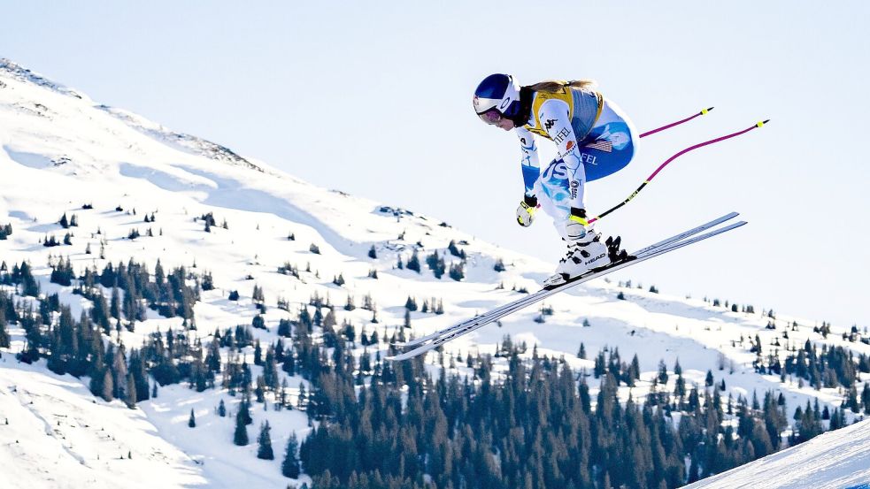 Lindsey Vonn bestreitet ihre achte WM. Foto: Jean-Christophe Bott/KEYSTONE/dpa