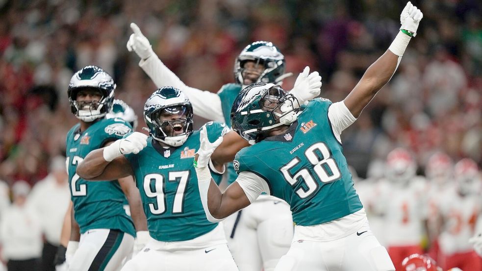 Die Philadelphia Eagles jubeln im Super Bowl. Foto: Matt Slocum/AP/dpa