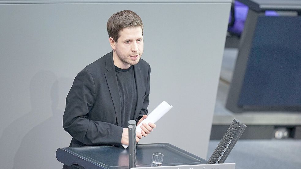 Kevin Kühnert bei seiner letzten Rede im Bundestag. Foto: Michael Kappeler/dpa